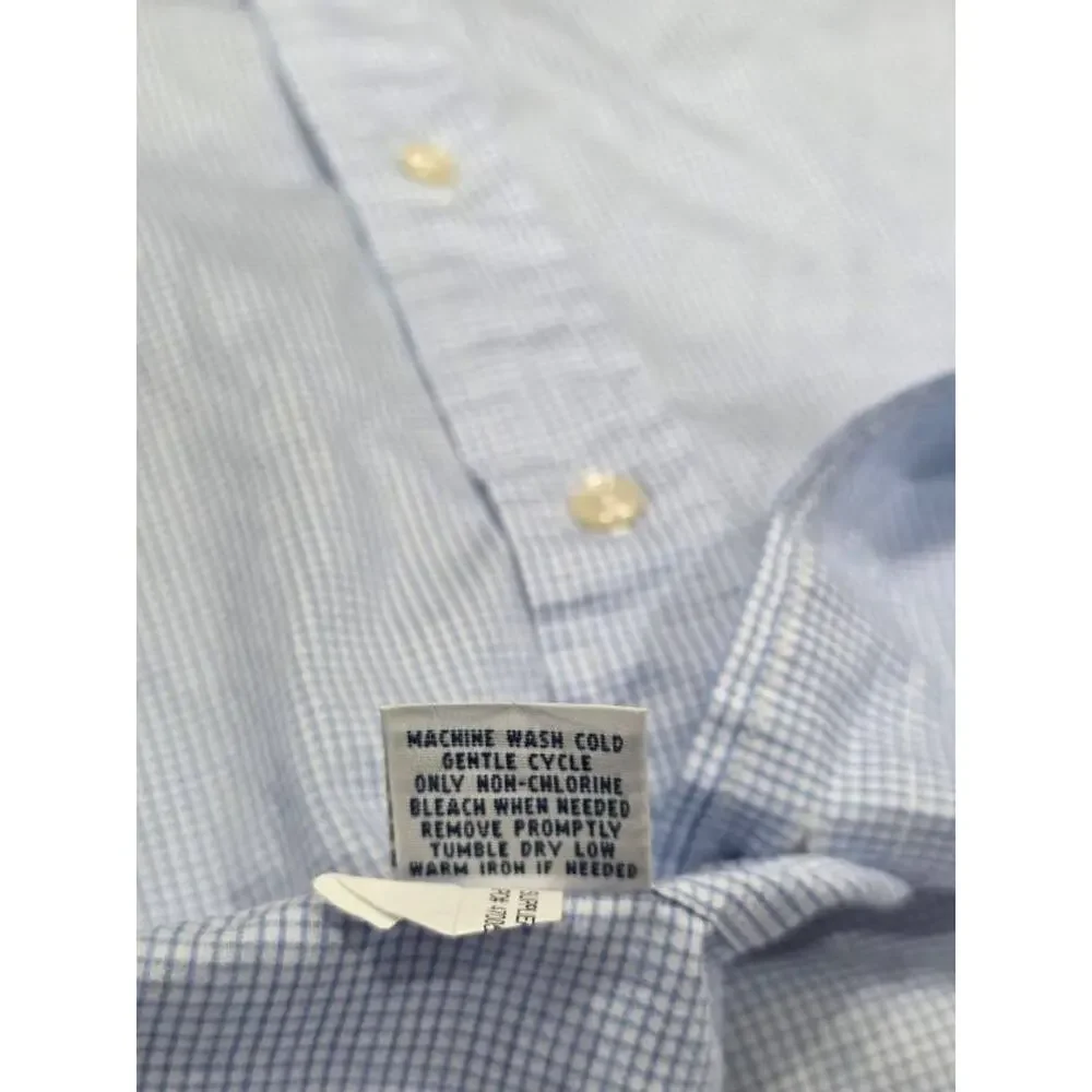 Polo Ralph Lauren blue cotton check shirt button down w/ logo Large A005922